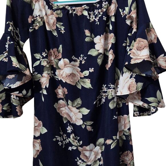 Acesnug floral off the shoulder dress women's size XL cute sleeves - Picture 3 of 8